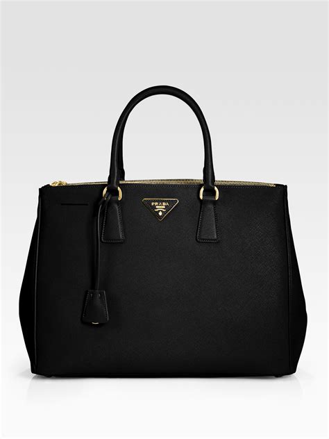 PRADA Saffiano Lux Large Galleria Double Zip Tote Black 